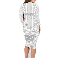 Samoa White Sunday Family Matching Long Sleeve Bodycon Dress and Hawaiian Shirt Manuia le Aso Sa o Tamaiti Polynesian Plumeria LT14 - Polynesian Pride