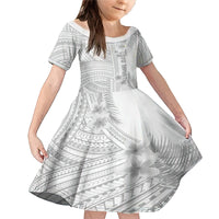 Samoa White Sunday Family Matching Mermaid Dress and Hawaiian Shirt Manuia le Aso Sa o Tamaiti Polynesian Plumeria LT14 Daughter's Dress White - Polynesian Pride