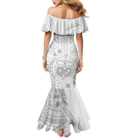 Samoa White Sunday Mermaid Dress Manuia le Aso Sa o Tamaiti Polynesian Plumeria LT14 - Polynesian Pride