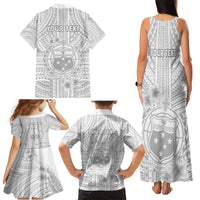 Personalised Samoa White Sunday Family Matching Tank Maxi Dress and Hawaiian Shirt Manuia le Aso Sa o Tamaiti Polynesian Plumeria LT14 - Polynesian Pride