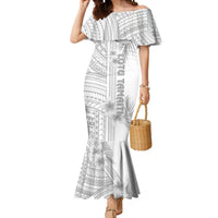 Personalised Samoa White Sunday Mermaid Dress Manuia le Aso Sa o Tamaiti Polynesian Plumeria LT14 Women White - Polynesian Pride