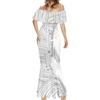 Personalised Samoa White Sunday Mermaid Dress Manuia le Aso Sa o Tamaiti Polynesian Plumeria LT14 - Polynesian Pride