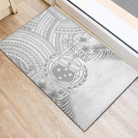 Personalised Samoa White Sunday Rubber Doormat Manuia le Aso Sa o Tamaiti Polynesian Plumeria LT14 - Polynesian Pride
