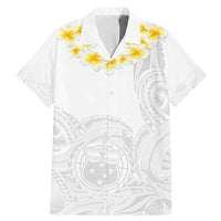 Personalised Samoa White Sunday Family Matching Mermaid Dress and Hawaiian Shirt Lotu Tamaiti 2023 With Coat Of Arms LT14 Dad's Shirt - Short Sleeve White - Polynesian Pride