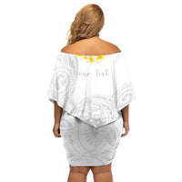 Personalised Samoa White Sunday Family Matching Off Shoulder Short Dress and Hawaiian Shirt Lotu Tamaiti 2023 With Coat Of Arms LT14 - Polynesian Pride