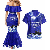 Personalised American Samoa Fautasi Race Couples Matching Mermaid Dress and Hawaiian Shirt Eagle With Polynesian Pattern LT14 - Polynesian Pride