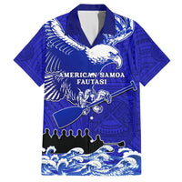 Personalised American Samoa Fautasi Race Hawaiian Shirt Eagle With Polynesian Pattern LT14 Blue - Polynesian Pride