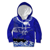 Personalised American Samoa Fautasi Race Kid Hoodie Eagle With Polynesian Pattern LT14 Hoodie Blue - Polynesian Pride