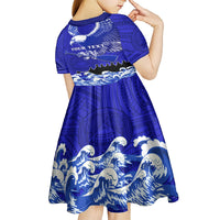 Personalised American Samoa Fautasi Race Kid Short Sleeve Dress Eagle With Polynesian Pattern LT14 - Polynesian Pride