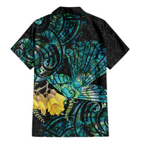 New Zealand Fantail Bird Family Matching Mermaid Dress and Hawaiian Shirt Maori Piwakawaka Kowhai - Paua Shell Pattern LT14 - Polynesian Pride