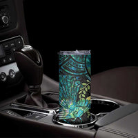 New Zealand Fantail Bird Skinny Tumbler Maori Piwakawaka Kowhai - Paua Shell Pattern LT14 - Polynesian Pride