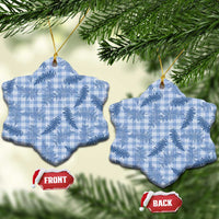 Blue Palaka Hawaii Palapalai Ceramic Ornament Hawaiian Fern - Polynesian Pride
