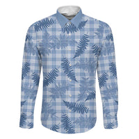Blue Palaka Hawaii Palapalai Family Matching Off The Shoulder Long Sleeve Dress and Hawaiian Shirt Hawaiian Fern LT14 Dad's Shirt - Long Sleeve Blue - Polynesian Pride