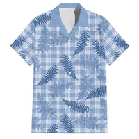 Blue Palaka Hawaii Palapalai Family Matching Off Shoulder Short Dress and Hawaiian Shirt Hawaiian Fern LT14 Dad's Shirt - Short Sleeve Blue - Polynesian Pride