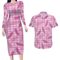 Purple Palaka Hawaii Palapalai Couples Matching Long Sleeve Bodycon Dress and Hawaiian Shirt Hawaiian Fern LT14 Purple - Polynesian Pride