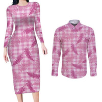 Purple Palaka Hawaii Palapalai Couples Matching Long Sleeve Bodycon Dress and Long Sleeve Button Shirt Hawaiian Fern LT14 Purple - Polynesian Pride