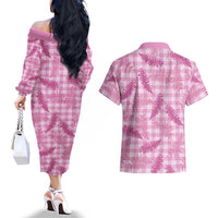 Purple Palaka Hawaii Palapalai Couples Matching Off The Shoulder Long Sleeve Dress and Hawaiian Shirt Hawaiian Fern LT14 - Polynesian Pride