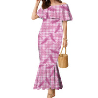 Purple Palaka Hawaii Palapalai Family Matching Mermaid Dress and Hawaiian Shirt Hawaiian Fern LT14 Mom's Dress Purple - Polynesian Pride