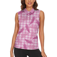 Purple Palaka Hawaii Palapalai Women Sleeveless Polo Shirt Hawaiian Fern - Polynesian Pride