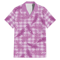 Pink Palaka Hawaii Palapalai Family Matching Off The Shoulder Long Sleeve Dress and Hawaiian Shirt Hawaiian Fern LT14 Dad's Shirt - Short Sleeve Pink - Polynesian Pride