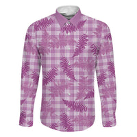 Pink Palaka Hawaii Palapalai Family Matching Off Shoulder Short Dress and Hawaiian Shirt Hawaiian Fern LT14 Dad's Shirt - Long Sleeve Pink - Polynesian Pride