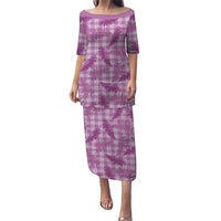 Pink Palaka Hawaii Palapalai Family Matching Puletasi and Hawaiian Shirt Hawaiian Fern LT14 Mom's Dress Pink - Polynesian Pride