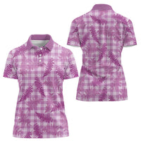 Pink Palaka Hawaii Palapalai Women Polo Shirt Hawaiian Fern - Polynesian Pride