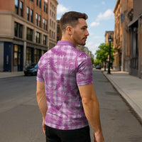 Pink Palaka Hawaii Palapalai Zipper Polo Shirt Hawaiian Fern - Polynesian Pride