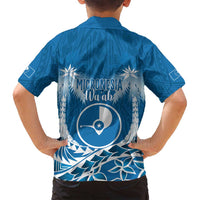 FSM Yap Day Family Matching Off Shoulder Maxi Dress and Hawaiian Shirt 2025 Wa'ab Micronesia Flag Color LT14 - Polynesian Pride