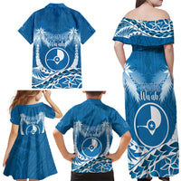 FSM Yap Day Family Matching Off Shoulder Maxi Dress and Hawaiian Shirt 2025 Wa'ab Micronesia Flag Color LT14 - Polynesian Pride