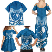 FSM Yap Day Family Matching Summer Maxi Dress and Hawaiian Shirt 2025 Wa'ab Micronesia Flag Color LT14 - Polynesian Pride