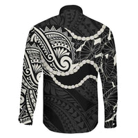 Aloha Hawaii Kalo Pikake Lei Family Matching Summer Maxi Dress and Hawaiian Shirt Chest Tattoo Black Hawaiian Pattern LT14 - Polynesian Pride