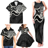 Aloha Hawaii Kalo Pikake Lei Family Matching Tank Maxi Dress and Hawaiian Shirt Chest Tattoo Black Hawaiian Pattern LT14 - Polynesian Pride