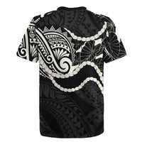 Aloha Hawaii Kalo Pikake Lei Rugby Jersey Chest Tattoo Black Hawaiian Pattern