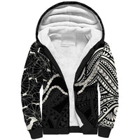 Aloha Hawaii Kalo Pikake Lei Sherpa Hoodie Chest Tattoo Black Hawaiian Pattern