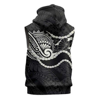 Aloha Hawaii Kalo Pikake Lei Sleeveless Zip Hoodie Chest Tattoo Black Hawaiian Pattern LT14 - Polynesian Pride