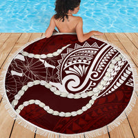Aloha Hawaii Kalo Pikake Lei Beach Blanket Chest Tattoo Oxblood Hawaiian Pattern