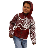 Aloha Hawaii Kalo Pikake Lei Kid Hoodie Chest Tattoo Oxblood Hawaiian Pattern