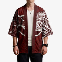 Aloha Hawaii Kalo Pikake Lei Kimono Chest Tattoo Oxblood Hawaiian Pattern