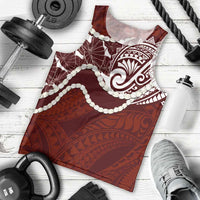 Aloha Hawaii Kalo Pikake Lei Men Tank Top Chest Tattoo Oxblood Hawaiian Pattern