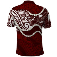 Aloha Hawaii Kalo Pikake Lei Polo Shirt Chest Tattoo Oxblood Hawaiian Pattern