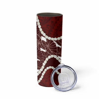 Aloha Hawaii Kalo Pikake Lei Skinny Tumbler Chest Tattoo Oxblood Hawaiian Pattern
