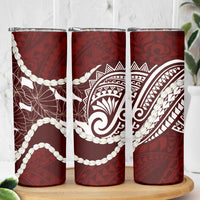 Aloha Hawaii Kalo Pikake Lei Skinny Tumbler Chest Tattoo Oxblood Hawaiian Pattern