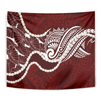 Aloha Hawaii Kalo Pikake Lei Tapestry Chest Tattoo Oxblood Hawaiian Pattern