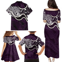 Aloha Hawaii Kalo Pikake Lei Family Matching Puletasi and Hawaiian Shirt Chest Tattoo Purple Hawaiian Pattern LT14 - Polynesian Pride