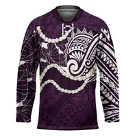 Aloha Hawaii Kalo Pikake Lei Hockey Jersey Chest Tattoo Purple Hawaiian Pattern