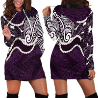 Aloha Hawaii Kalo Pikake Lei Hoodie Dress Chest Tattoo Purple Hawaiian Pattern