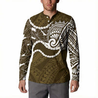 Aloha Hawaii Kalo Pikake Lei Button Sweatshirt Chest Tattoo Gold Hawaiian Pattern