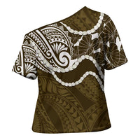 Aloha Hawaii Kalo Pikake Lei Cross Shoulder Shirt Chest Tattoo Gold Hawaiian Pattern