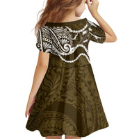 Aloha Hawaii Kalo Pikake Lei Family Matching Long Sleeve Bodycon Dress and Hawaiian Shirt Chest Tattoo Gold Hawaiian Pattern LT14 - Polynesian Pride